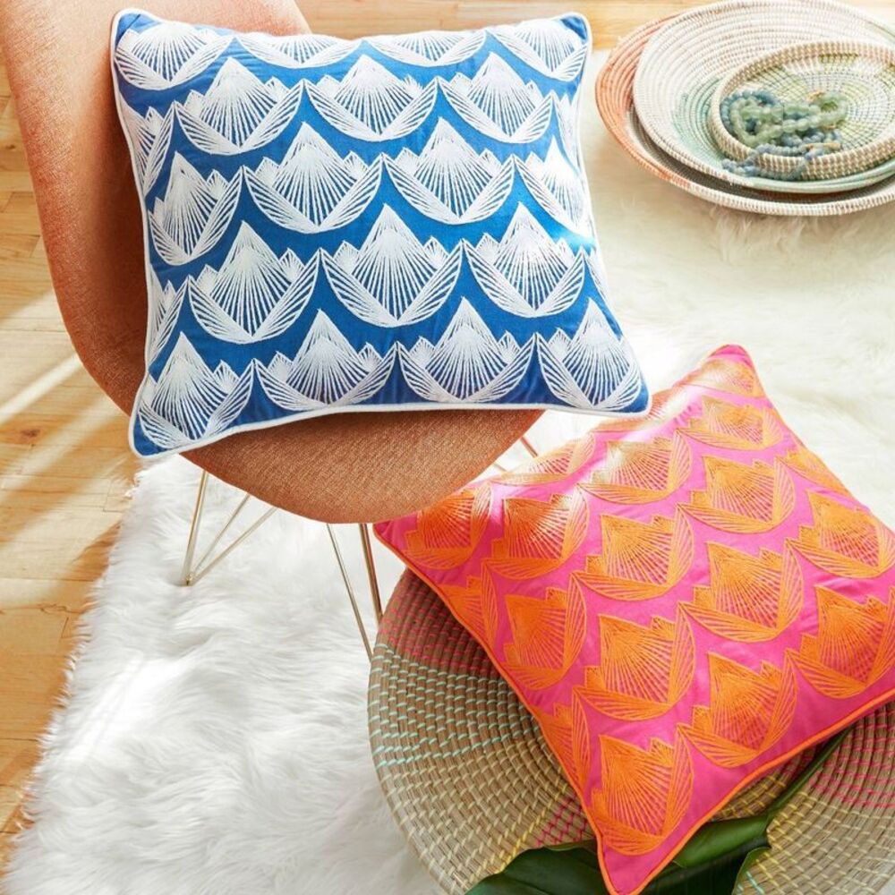 Lotus Embroidered Decorative Pillow Orange/Magenta Orange/Magenta - Picture 4 of 4